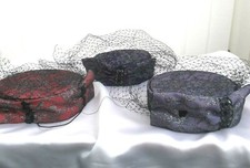 Black/Silver Lace  Pill Box Fascinator - Lilac; Purple; Teracotta. 5.1/2" - 6"