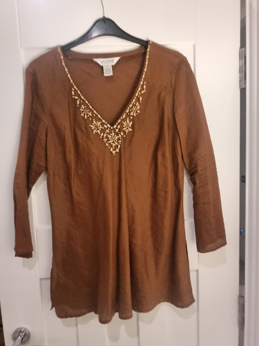 Ladies brown beaded long - ladies,