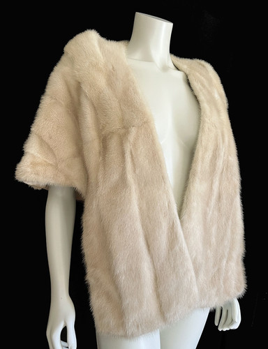 Beige mink fur cape - mink,