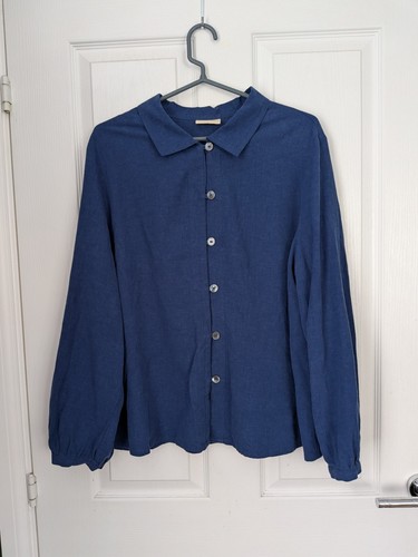 Poetry linen heavy blue button - linen,