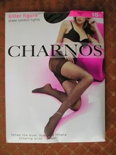 CHARNOS KILLER FIGURE SHEER CONTROL TIGHTS BLACK M 15 DEN NEW SEALED PACK