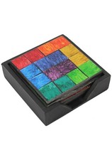 Handmade Glass Drink Coasters with Rainbow Multi Coloured Mosaic Set of 4