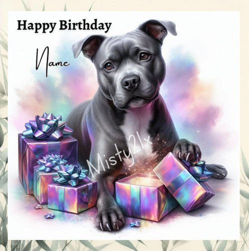 Personalised staffy greeting - personalised,