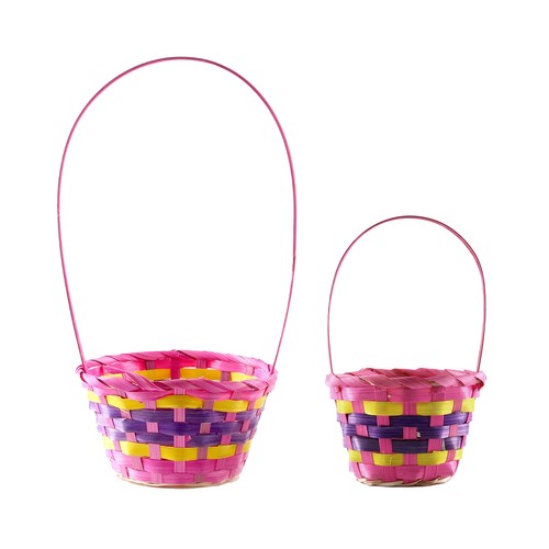 Pink easter woven treat basket - pink,