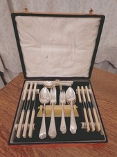 Rare Vintage 1950s 38Pc EPNS Faux Bone CUTLERY SET -Westall Richardson Sheffield