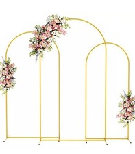 Wedding Arch Frame Gold Set of 3 Balloon Flowers Arch Backdrop Stand for Party