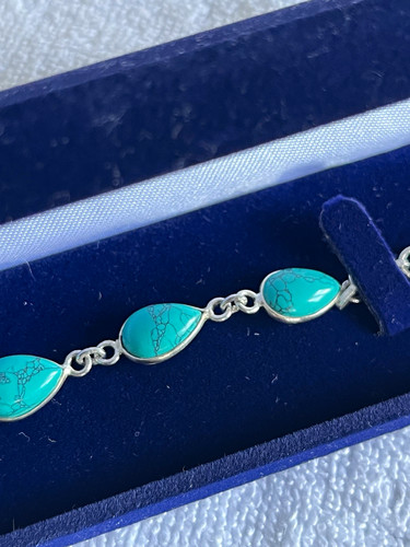 Silver turquoise bracelet - silver,