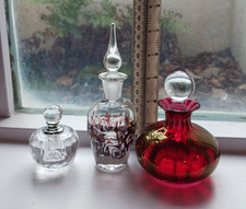 Three Vintage Glass Perfume Bottles various ages and makes
