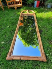 Vintage 1970s Bamboo Wall Dressing Mirror Rectangular