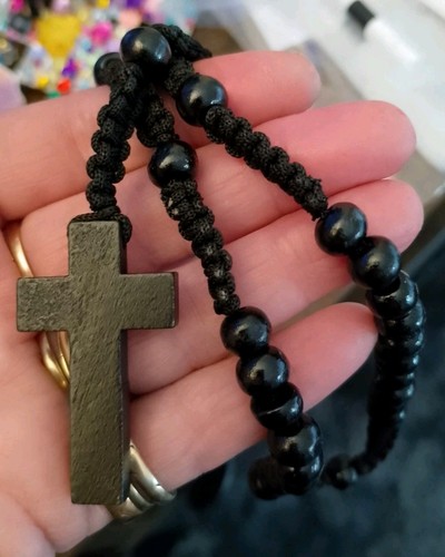 Rosary cross wooden - wooden, black