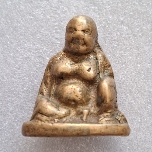 Small brass seated buddha - seated,