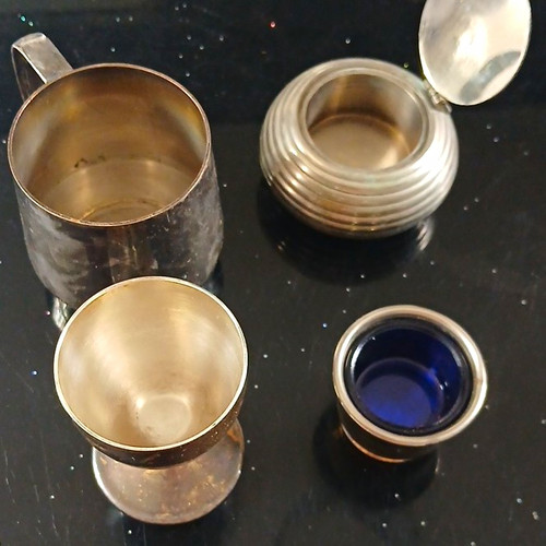 Silver plate condiment set - silver,