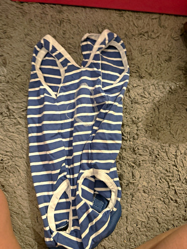 Blue white striped - white,