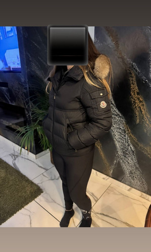 Moncler black down hooded fur - black,
