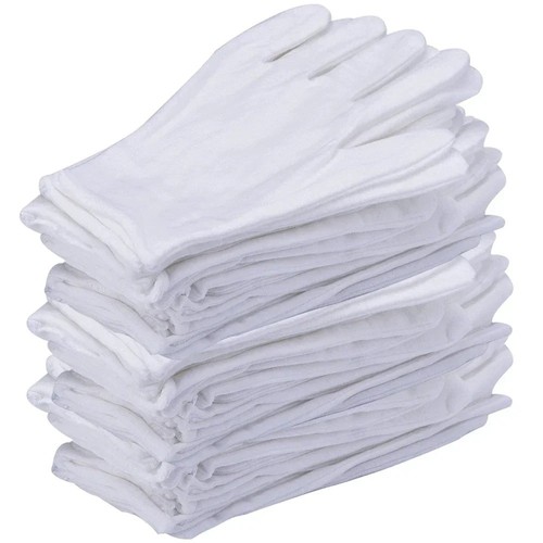 Pair cotton white gloves - ,