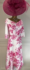 Veromia UK 16 Fuchsia & Ivory Dress Wedding Mother Guest Races Party Occasion