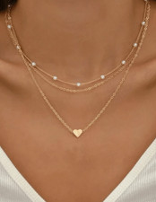 3-Layer Heart Pearl Necklace