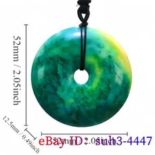 Real Jade Donut Pendant Necklace Natural Carved Jewelry Vintage Stone Gift