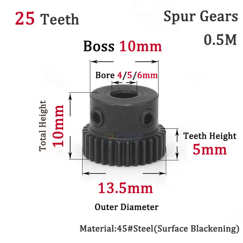 28t spur gears - 25-28t, steel