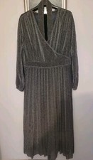 Ladies Grey Silver Sparkle Empire Line Maxi Dress Size 18