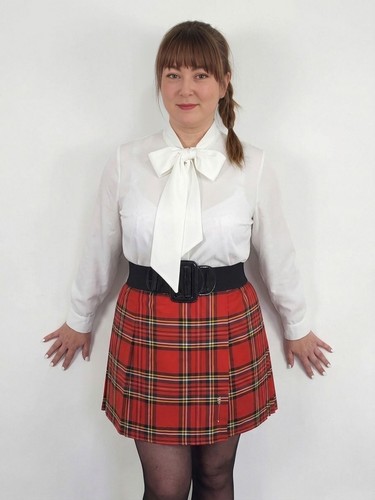 White button front pussybow - button,