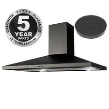 SIA CHL100BL 100cm Black Chimney Cooker Hood Kitchen Extractor And Carbon Filter