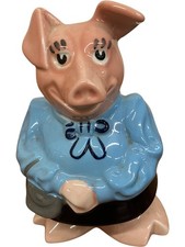 Wade England Ceramic Pig Ornament / Piggy Bank Blue Outfit Figurine Collectible