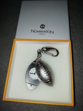 NEW PEWTER RUGBY BALL POCKET WATCH USA AMERICAN FOOTBALL WATCH KEYCHAIN KEYRING