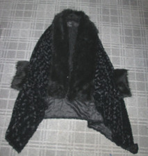 R&J-LADIES SIZE 10-12 cardigan jacket PONCHO CAPE OVERTOP FUR TRIM CUF NECKLINE