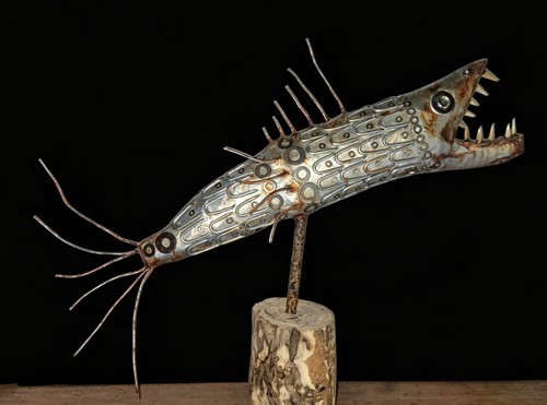 Free standing rusty fish - rusty, fish,