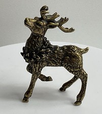Small Handcrafted Brass Deer Sculpture, Expert Craftsmanship, Home Decor VGC