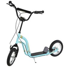 HOMCOM Kids Stunt Scooter with 12" Rubber Tyres, Adjustable Handlebar, Blue