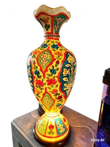 Hand painted camel skin - lamp, |