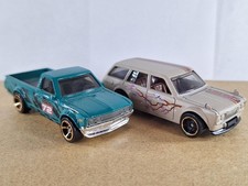 hot wheels job lot bundle used x2 datsun. datsun 620/datsun bluebird 510 wagon
