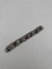 Vintage 1970’s Mexican Amethyst Antique Sterling Silver Bracelet