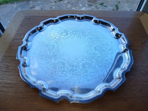 Large silver plated salver - large,