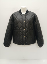 River Island Faux Leather Bomber Style Jacket size 14 Zip & Snap Close P2P 24".