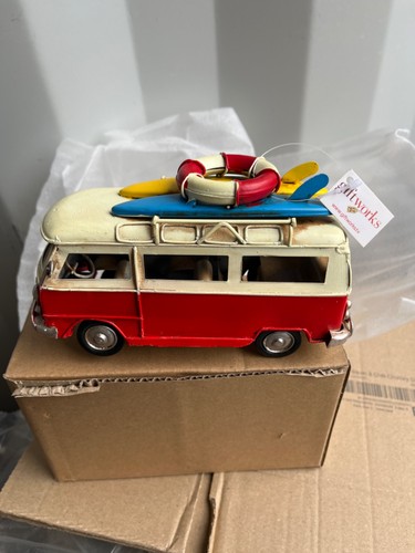 Tin vintage red volkswagen - tin,