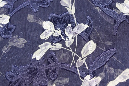 Navy white floral - floral, embossed