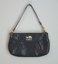 COACH Pleated Black Leather w