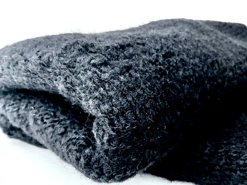 Black wool cashmere - black,