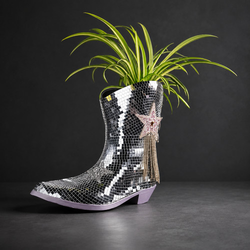 Disco cowboy boot vase - boot,