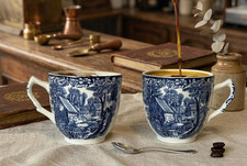 Set of 2 Vintage Blue and
