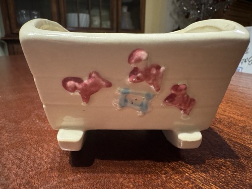 Vtg ceramic baby cradle bed - vtg,
