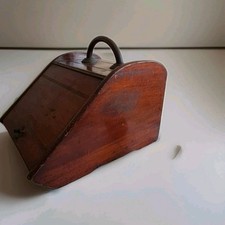 Antique Wooden Coal Scuttle Box & Metal Liner - Oak- Brass Fittings C.1900