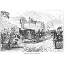 LIVERPOOL Queen Victoria's Carriage Leaving the Exhibition - Antique Print 1886