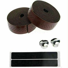 2PCS Breathable Leather Road Bike Handlebar Grip Bar Bicycle Belt Wrap Tape.