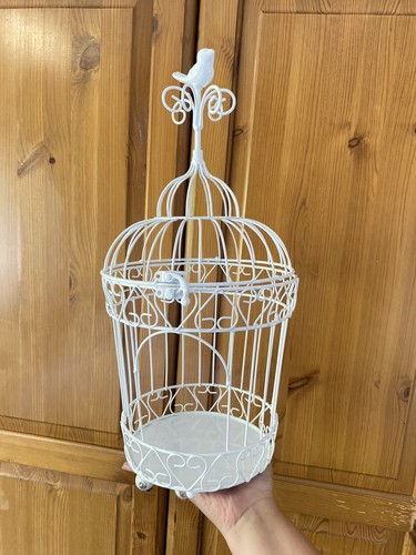 White metal decorative bird - white,