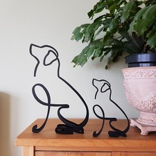 Minimalistic Metal Black Labrador Dog Small Statue Figurine Sculpture Art Gift 