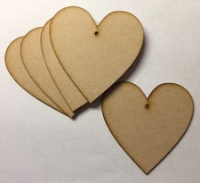 Wooden 50mm(5cm) MDF Hearts cut out blank craft shape signs with holes laser cut